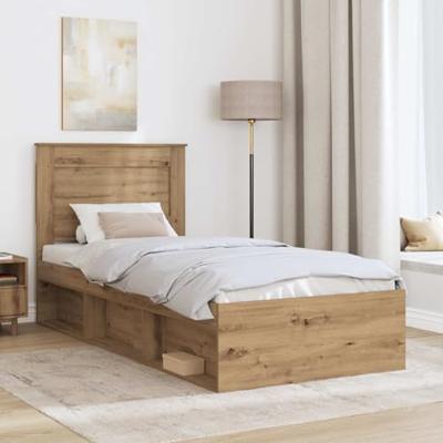 Bedframe Ambachtelijk eiken 90 x 200 cm Massief grenenhout