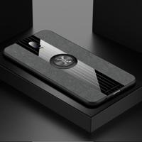 Voor OPPO Realme X lite XINLI stiksels doek Textue schokbestendig TPU beschermhoes met ring houder (grijs) - thumbnail