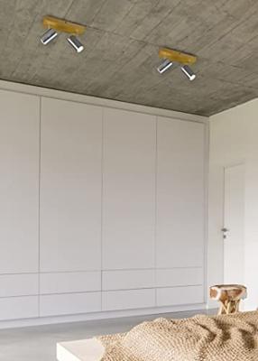 Trio 2-lichts opbouwspotMarley rvs op hout - 812400207