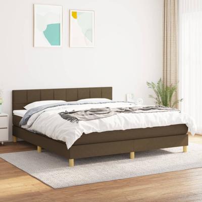 Boxspring met matras stof donkerbruin 200x200 cm