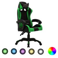 Racestoel met RGB LED-verlichting kunstleer groen en zwart - thumbnail
