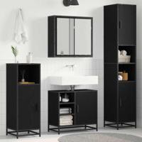 Badkamermeubelset met opslag 3 pcs Zwart eiken 65 x 33 x 60 cm - thumbnail