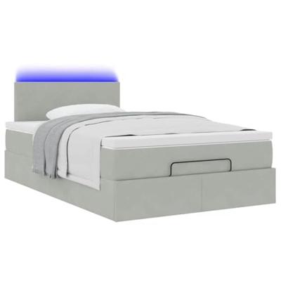 Ottoman bed met matras en LED's 120x200 cm fluweel lichtgrijs