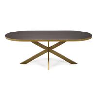 Stalux Plat Ovale eettafel 'Noud' 210 x 100cm, kleur goud / bruin hout - thumbnail