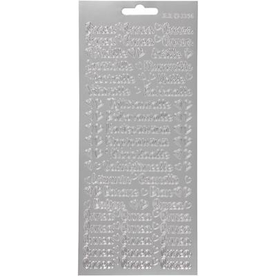 Creativ Company Stickers, onnea/aidille, vel 10x23 cm, zilver, 1 vel
