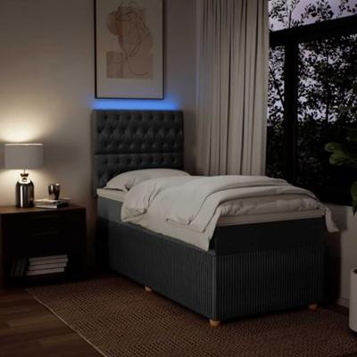 Boxspring met matras stof donkergrijs 80x200 cm