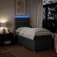 Boxspring met matras stof donkergrijs 80x200 cm - thumbnail