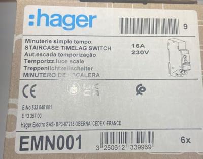 Hager EMN001 Trappenhuislichtautomaat DIN-rails 230 V Hager EMN001 Trappenhuislichtautomaat DIN-rails 230 V