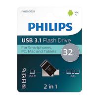 Usb stick 3.1 philips 2in1 usb-c usb-a 32gb zwart - thumbnail