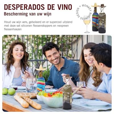 Monkey Business fleshoes en wijnstopper Desperados de Vino set van 4 Monkey Business fleshoes en wijnstopper Desperados de Vino set van 4