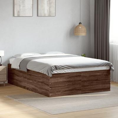 Bedframe bewerkt hout bruin eikenkleur 140x200 cm