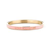 Key Moments 8KM BC0010 Stalen Bangle met Tekst Love You More One-size Goudkleurig / Roze - thumbnail