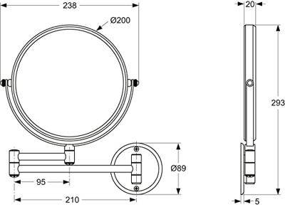 Scheerspiegel Ideal Standard Wand Rond Draaibaar Ø15cm Vergrotend Chroom - thumbnail