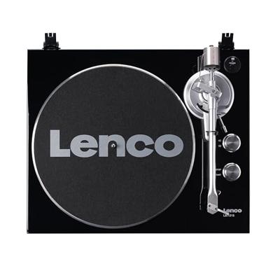Lenco LBT-215BK Draaitafel met Bluetooth® en een metalen platenbord, toonarm en contragewicht, exclusieve piano black kleur