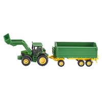 SIKU John Deere met voorlader en aanhanger - thumbnail