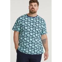 Replika +size T-shirt met all over print blauw - thumbnail