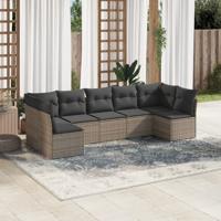 8-delige Loungeset met kussens poly rattan grijs - thumbnail