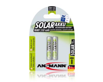 Ansmann HR03 Solar maxE Oplaadbare AAA batterij (potlood) NiMH 550 mAh 1.2 V 2 stuk(s) Ansmann HR03 Solar maxE Oplaadbare AAA batterij (potlood) NiMH 550 mAh 1.2 V 2 stuk(s)