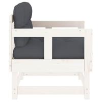 Tuinstoelen met kussens 2 st massief grenenhout wit - thumbnail