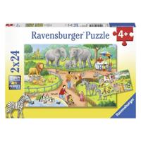 Ravensburger puzzel een dag in de dierentuin 2x24 stukjes - thumbnail