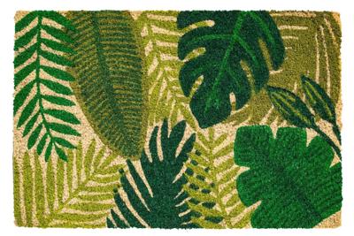 Deurmat ruco print green leaves