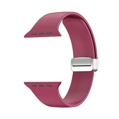 Siliconen bandje - Folding Buckle - Wijnrood - Geschikt voor Apple Watch 44mm / 45mm / 46mm / 49mm