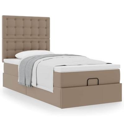 Ottomaanse bed met matras 80x200cm kunstleer cappuccinokleurig
