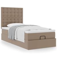 Ottomaanse bed met matras 80x200cm kunstleer cappuccinokleurig - thumbnail