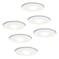 Set van 6 Barcelona - LED Inbouwspots - 5 Watt 400 lumen - 4000K Neutraal wit - GU10 - Dimbaar - Rond - IP44 voor badkamer, buiten en binnen - Wit - thumbnail
