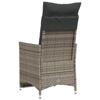 Tuinstoelen 2 st verstelbaar met kussens poly rattan grijs - thumbnail