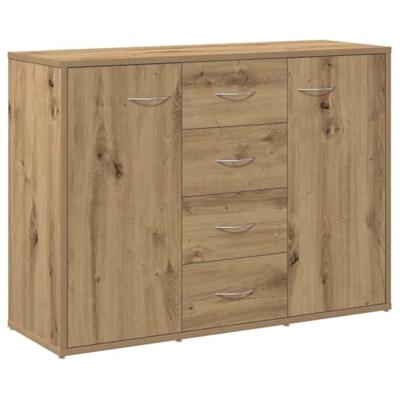 Dressoir 88x30x64 cm bewerkt hout artisanaal eikenkleur