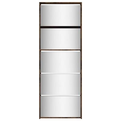 Schoenenkast met spiegel 5-laags 63x17x169,5 cm gerookt eiken