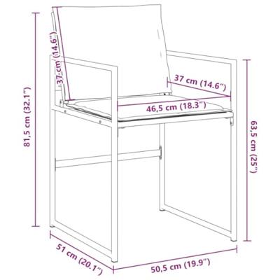 Tuinstoelen 4 st met kussens staal en textileen wit