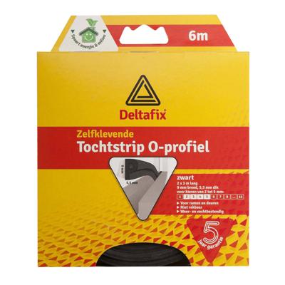 Tochtstrip o 9x6mm zwart 6m Deltafix - Deltafix