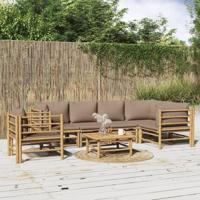 7-delige Loungeset met kussens bamboe taupe - thumbnail