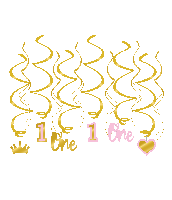 Hangdecoratie Swirls Verjaardag Meisje 1 Jaar - thumbnail