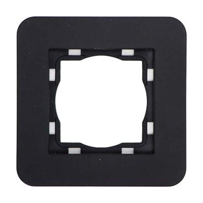 Mat zwart Afdekraam 1 voudig soft touch 8071STSW ronde hoeken 50x50mm Eslohe