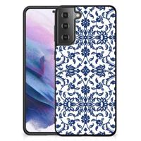 Samsung Galaxy S21 Plus Bloemen Hoesje Flower Blue - thumbnail