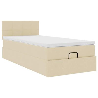 Ottoman bed met matras 120x200cm stof crèmekleurig