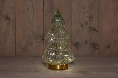 B.O.T. Tree Glass 15X28,5 cm Clear With Golden Base 10Led kerstverlichting Anna's Collection - Annas collection