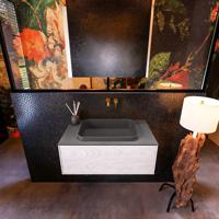 Badkamermeubelset Mondiaz Erin 80 cm met 1 Lade met RIDGE Wastafel Midden Dark grey Zonder Kraangaten Greeploos Mat Underlayment - thumbnail