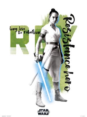 Kunstdruk Star Wars - Episode IX Rey Resistance Hero 30x40cm