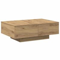 Salontafel 90x60x31 cm bewerkt hout artisanaal eikenkleurig - thumbnail
