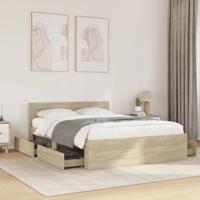 Bedframe met hoofdeinde bewerkt hout sonoma eiken 120x200 cm - thumbnail