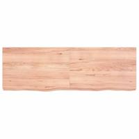 Wandschap 120x40x(2-6)cm behandeld massief eikenhout lichtbruin - thumbnail