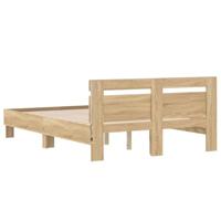 Bedframe met hoofdeinde en LED sonoma eikenkleurig 135x190 cm - thumbnail
