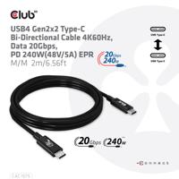 club3D CAC-1575 USB-C-kabel USB 4.0 USB-C stekker 2.00 m Zwart - thumbnail