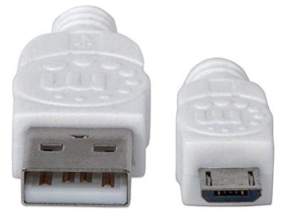 Manhattan 324069 USB-kabel USB 2.0 USB-A stekker, USB-micro-B stekker 1.80 m Wit UL gecertificeerd