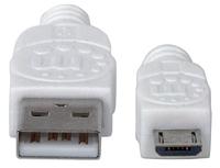 Manhattan USB-kabel USB 2.0 USB-A stekker, USB-micro-B stekker 1.80 m Wit UL gecertificeerd 324069 - thumbnail
