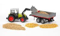Bruder Claas Nectis 267 F met voorlader en trailer - thumbnail
